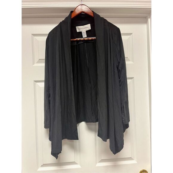Doncaster Black Sueded Top Open Front Cardigan sz 1X - Picture 1 of 8